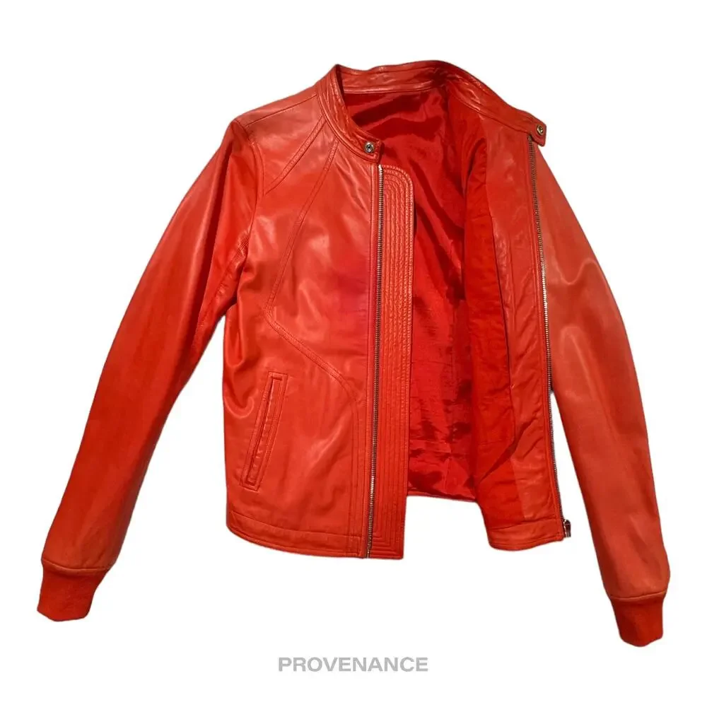 🔴 Rick Owens Walrus Intarsia Leather Jacket - 50 Red